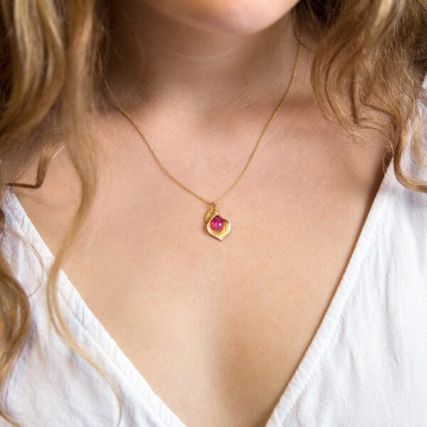Personalized Ruby Flower Necklace