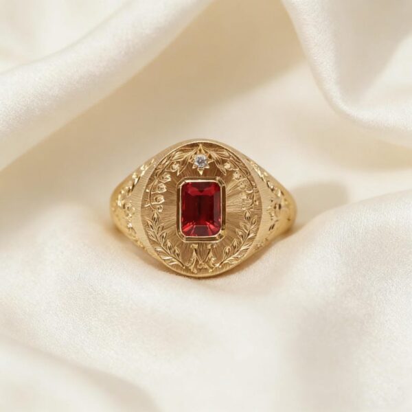 Ruby Laurel Signet Ring